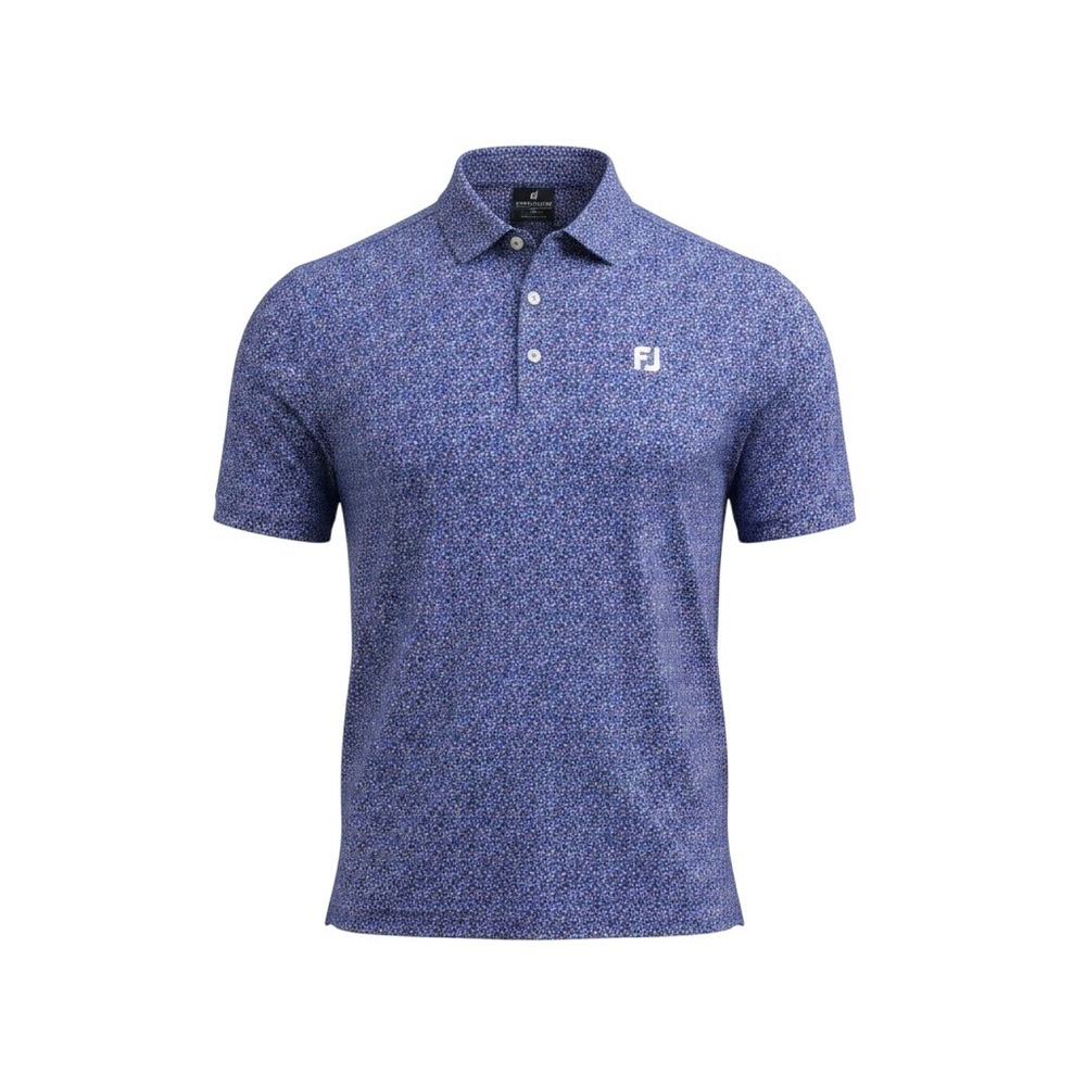 FootJoy Mens ProDry Performance Golf Polo Shirt Blue Pink Micro Print Large